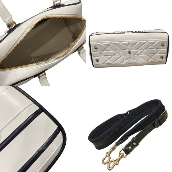 3 Christian Dior Vive Medium Bowling Bag 2way Shoulder Bag White