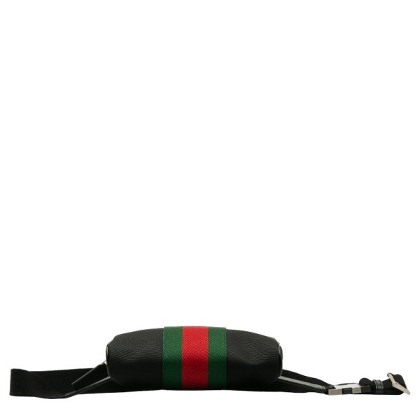 3 Gucci Sherry Line Body Bag Canvas Leather Black