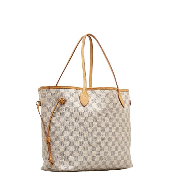 3 Louis Vuitton Damier Azur Neverfull Mm Tote Bag Shoulder Bag White