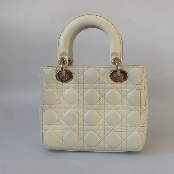 Lady Dior Lady Dior Small My Abcdior White Ecru Lambskin Cannage Leather