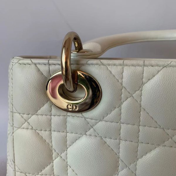 32651707290619 Lady Dior Small My Abcdior White Ecru Lambskin Cannage Leather