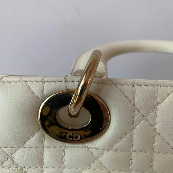 32671707290621 Lady Dior Small My Abcdior White Ecru Lambskin Cannage Leather