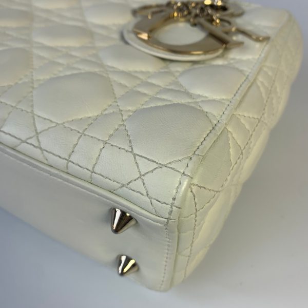 32711707290962 pic hd Lady Dior Small My Abcdior White Ecru Lambskin Cannage Leather