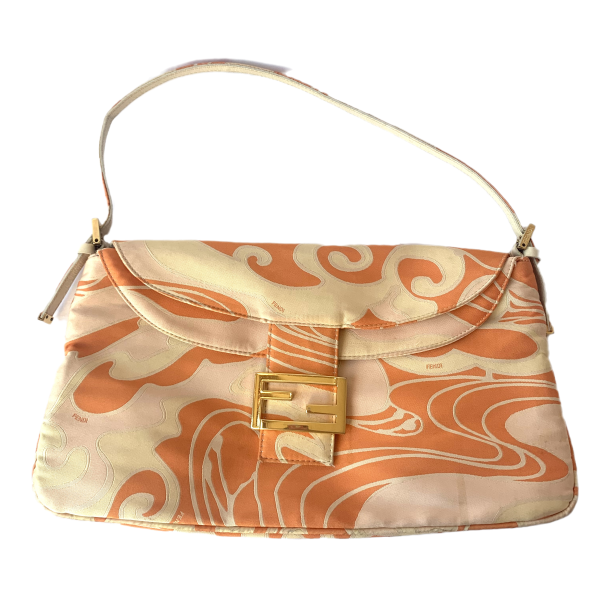 Fendi FENDI Baguette Orange Multicolor Silk with Psychedelic prints