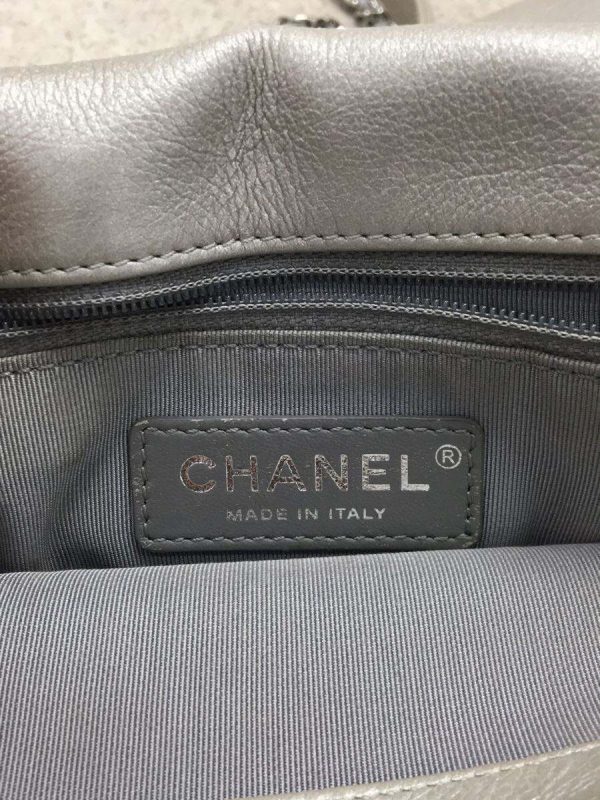 4 Chanel V Stitch Double Chain Shoulder Bag Leather Coco Mark CC Gray