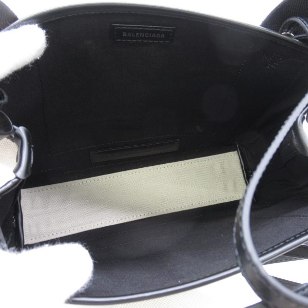 4 Balenciaga Cabas 2way Shoulder Bag Leather Ivory Black