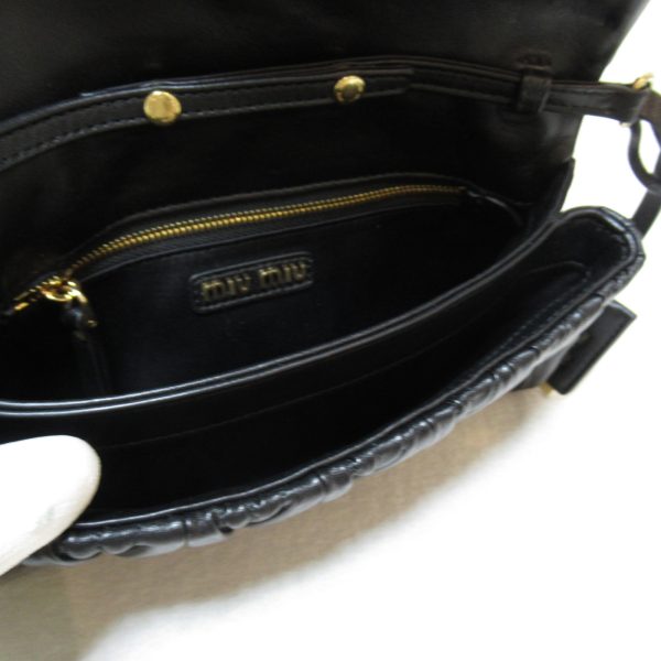 4 Miu Miu Matelasse Shoulder Bag Leather Black