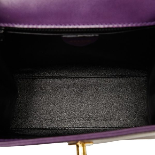 4 Celine Handbag Shoulder Bag 2way Leather Purple