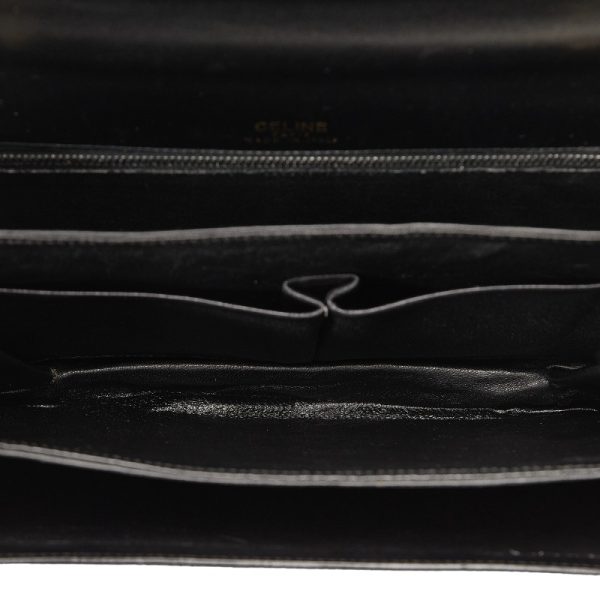 4 Celine Carriage Metal Shoulder Bag Leather Black