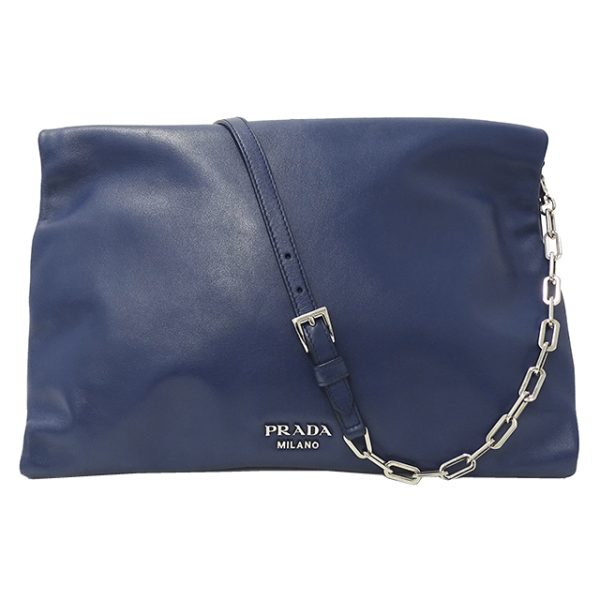 4 Prada Clutch Bag Shoulder Bag 2way Leather Blue