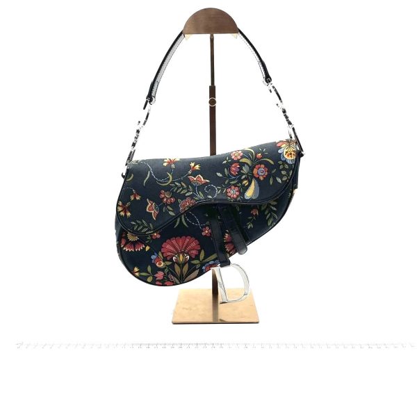 Dior Dior Saddle Black Denim with Floral Embroidery John Galliano Design