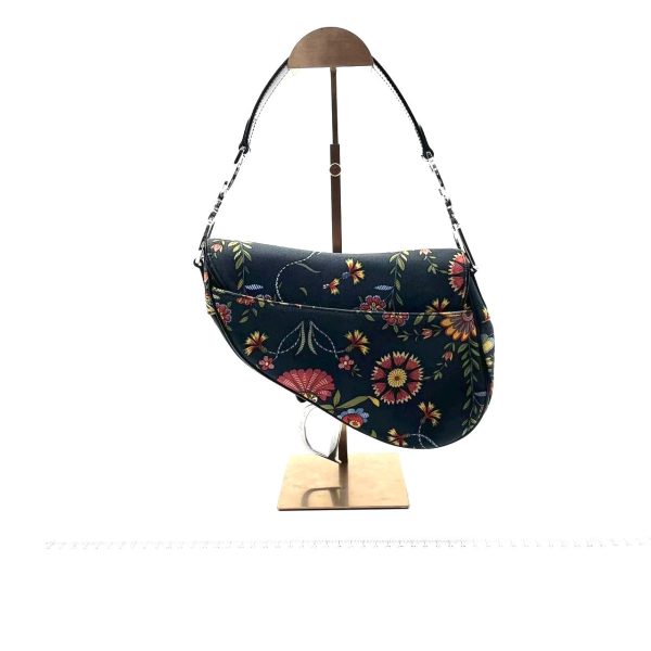 Saddle Dior Saddle Black Denim with Floral Embroidery John Galliano Design