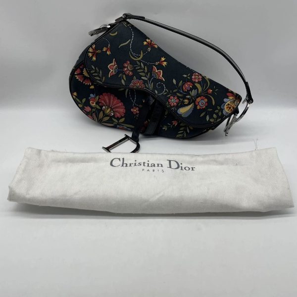 4201709893515 pic Dior Saddle Black Denim with Floral Embroidery John Galliano Design