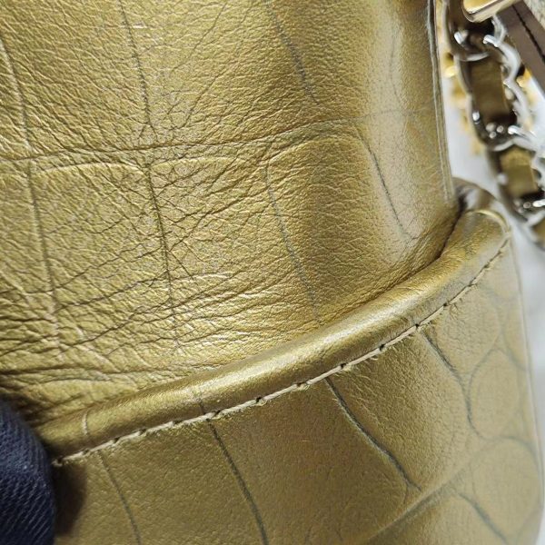 4211700727402 pic Chanel Gabrielle Mini Gold Crocodile Embossed Calfskin Leather Crossbody Bag