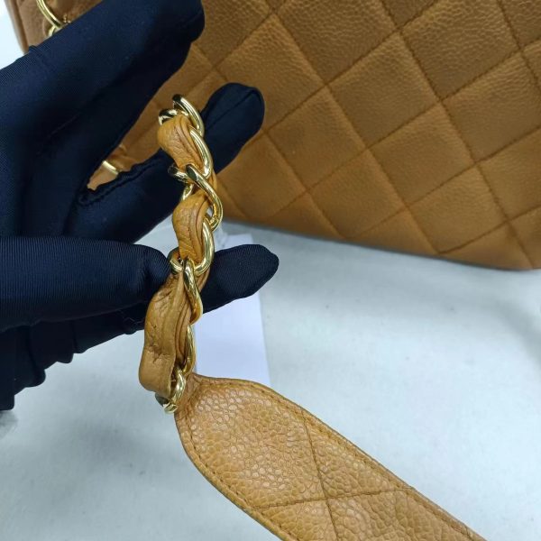 43081708744486 pic Chanel Classic Flap Vintage Camel Caviar Leather 24k Gold Plated Big CC Logo