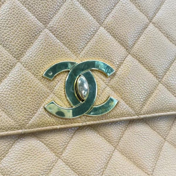 43181708744500 pic Chanel Classic Flap Vintage Camel Caviar Leather 24k Gold Plated Big CC Logo