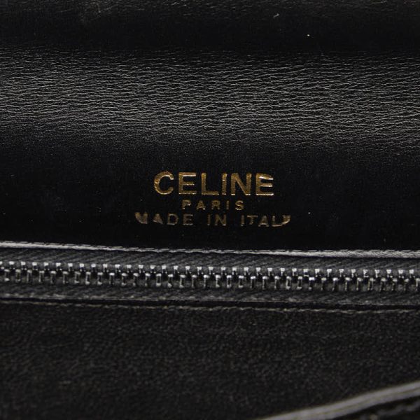 5 Celine Carriage Metal Shoulder Bag Leather Black