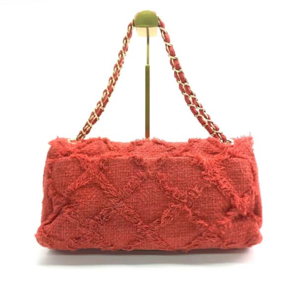 Chanel Flap Bag Chanel Red Diamond Stitch Tweed Maxi Nature Flap Bag