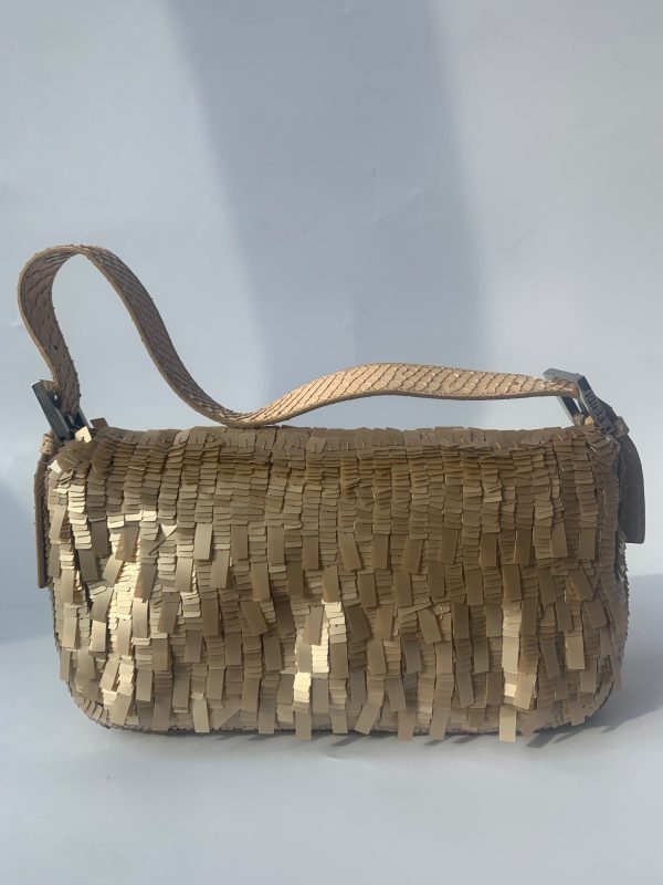 Baguette Fendi Baguette in Gold sequins and python leather