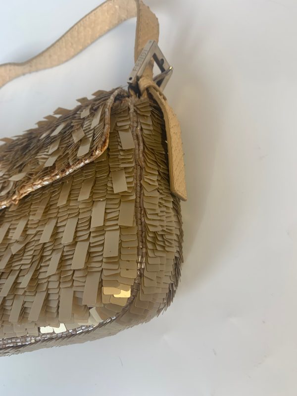 57841699591179 pic hd Fendi Baguette in Gold sequins and python leather