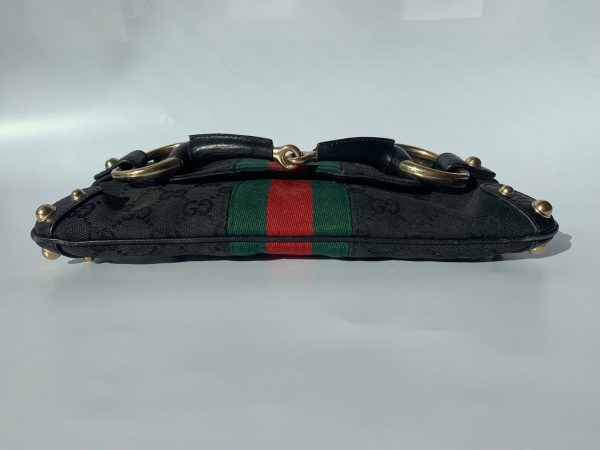 59591699784442 pic hdLarge Gucci Horsebit 1955 Chain Cloth Black Gucci Monogram with Iconic Gucci Strip