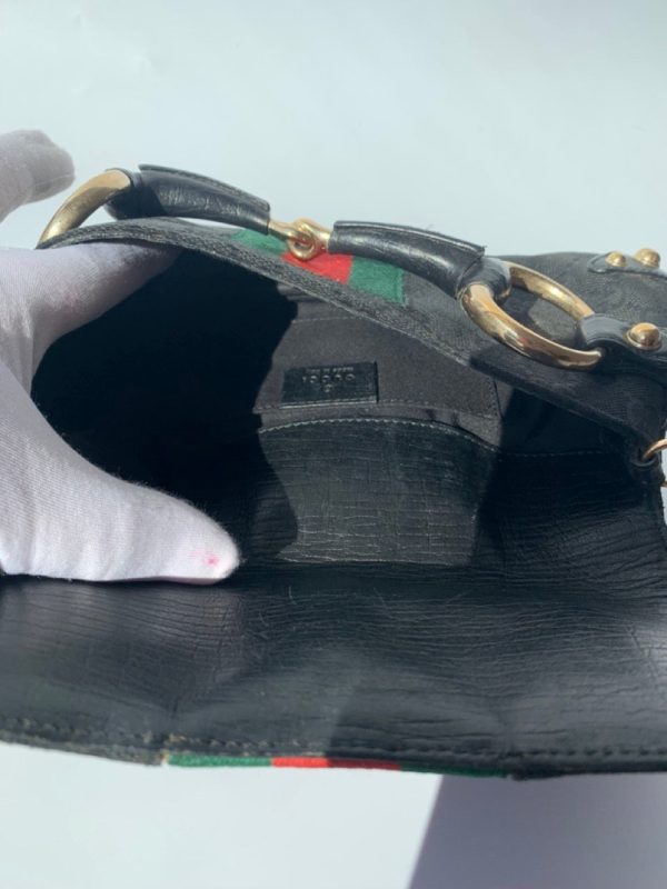 59641699784450 pic hdLarge Gucci Horsebit 1955 Chain Cloth Black Gucci Monogram with Iconic Gucci Strip