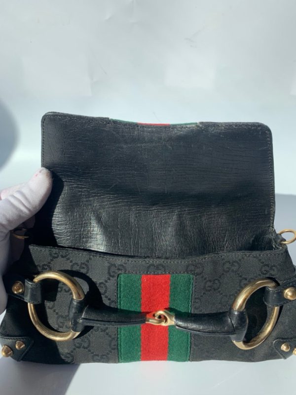 59671699784457 pic hdLarge Gucci Horsebit 1955 Chain Cloth Black Gucci Monogram with Iconic Gucci Strip