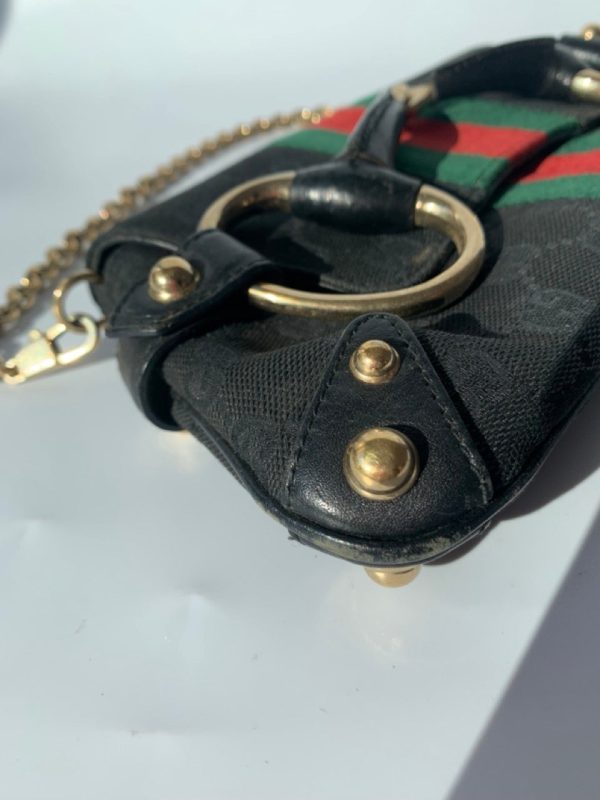 59701699784460 pic hdLarge Gucci Horsebit 1955 Chain Cloth Black Gucci Monogram with Iconic Gucci Strip