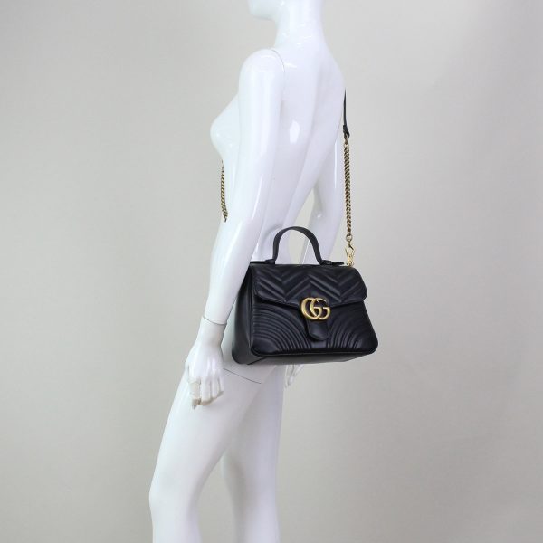 6 Gucci Handbag GG Marmont Small Top Handle 2way Black