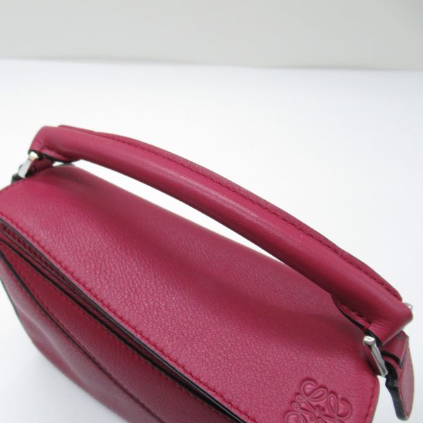 6 Loewe Puzzle Bag Mini Shoulder Bag Leather Bordeaux Wine Red