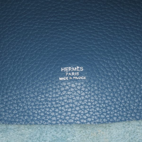 6 Hermes Picotin GM Handbag Jean Taurillon Clemence Blue