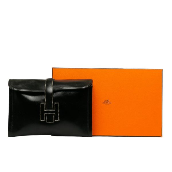 6 Hermes Gigi PM Calf Clutch Bag Leather Black