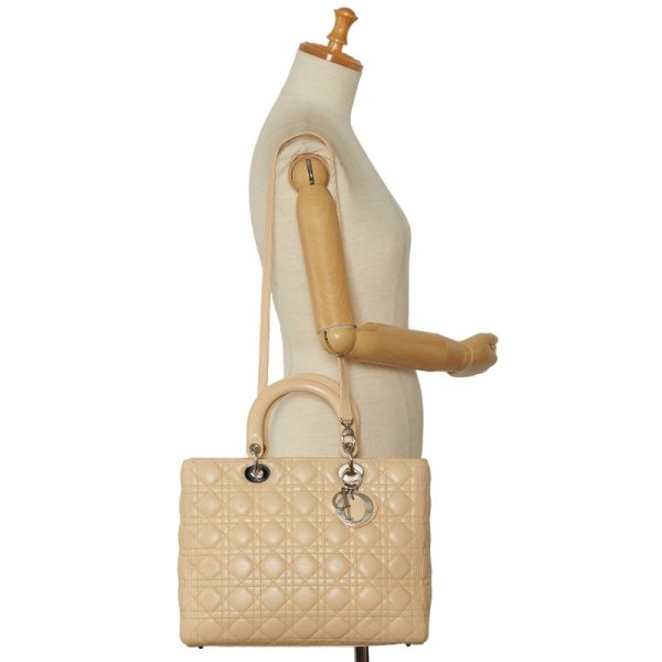 6 Dior Cannage Handbag Shoulder Bag 2way Beige