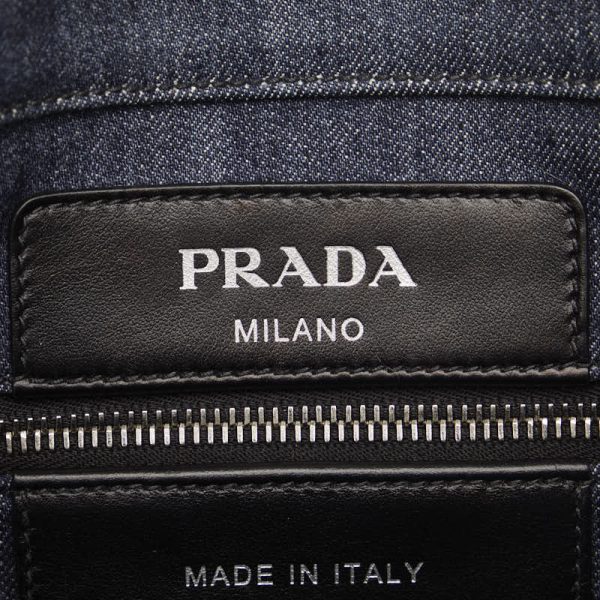 6 Prada Denim Handbag Tote Bag Canvas Leather Navy Black