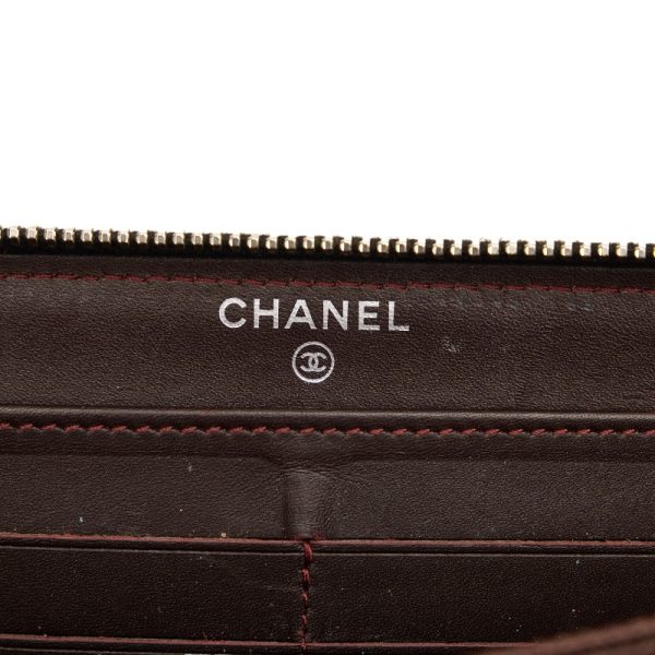 6 Chanel Coco Mark Round Zipper Long Wallet Black