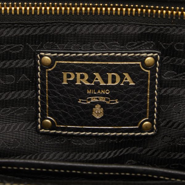 6 Prada Handbag Tote Nylon Leather Black