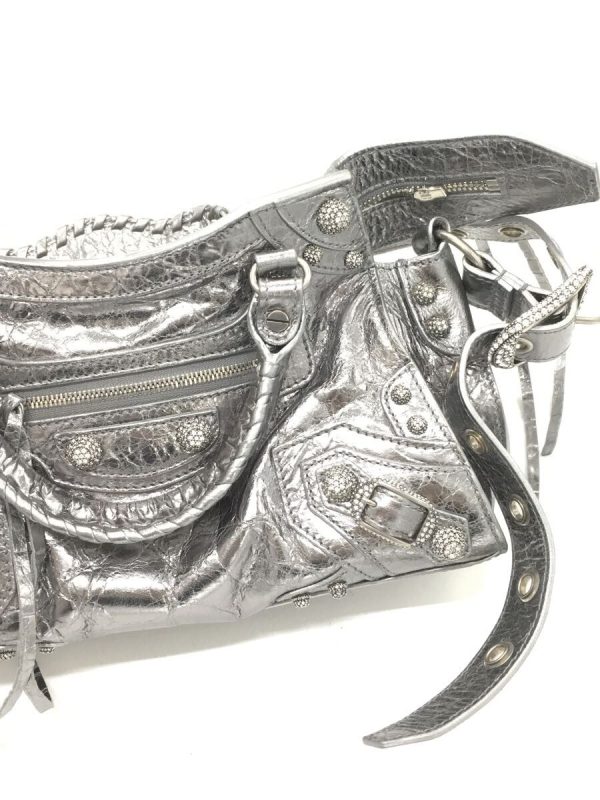 6 Balenciaga Lamb Leather Silver Shoulder Bag