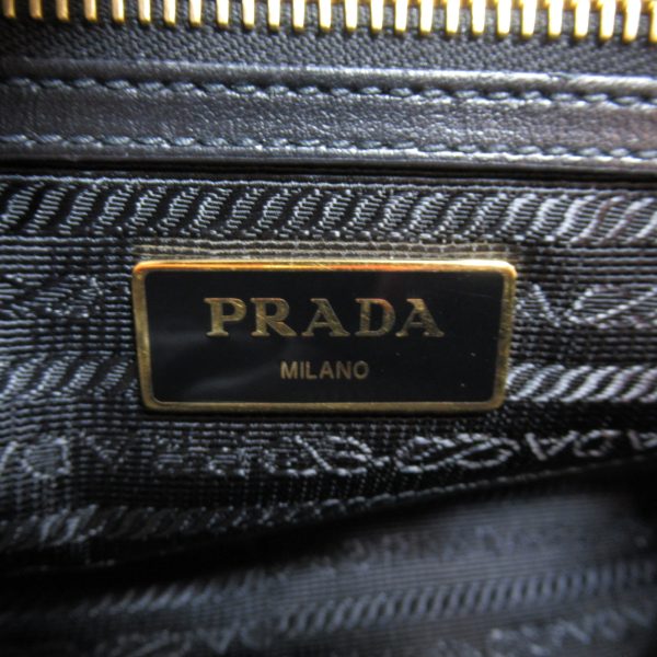 6 Prada Shoulder Bag Canvas Leather Black