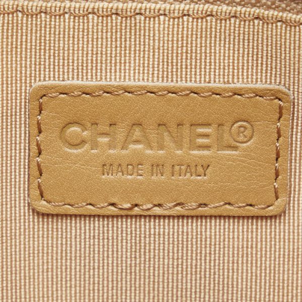 7 Chanel Tote Handbag Mini Boston Leather Beige Brown