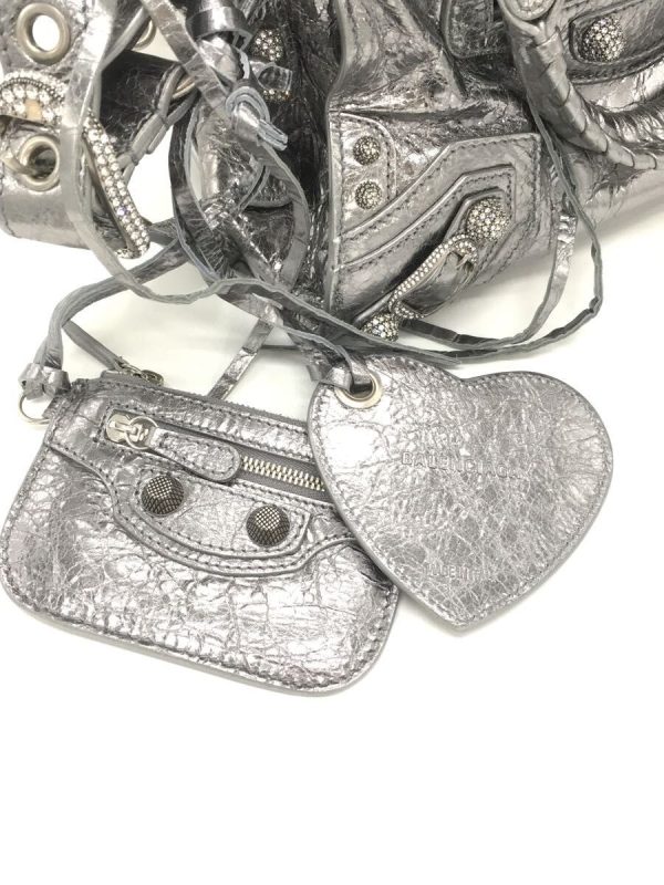 7 Balenciaga Lamb Leather Silver Shoulder Bag