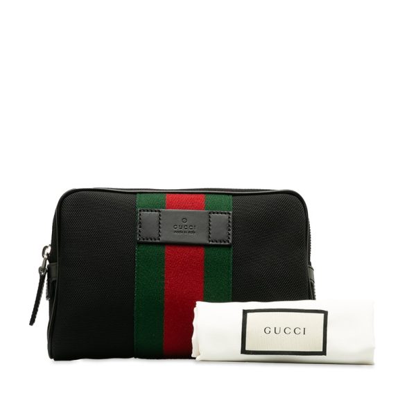 7 Gucci Sherry Line Body Bag Canvas Leather Black