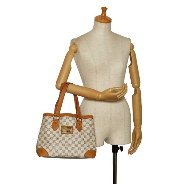 7 Louis Vuitton Damier Azur Hampstead PM Handbag Leather White