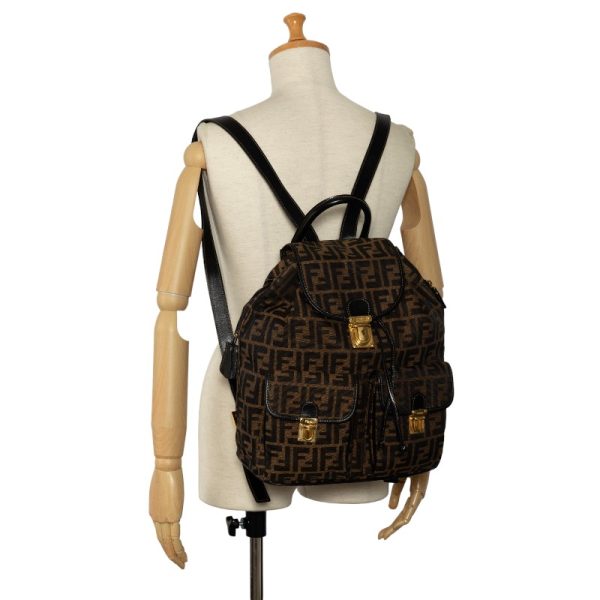 7 Fendi Rucksack Backpack Canvas Leather Brown Black