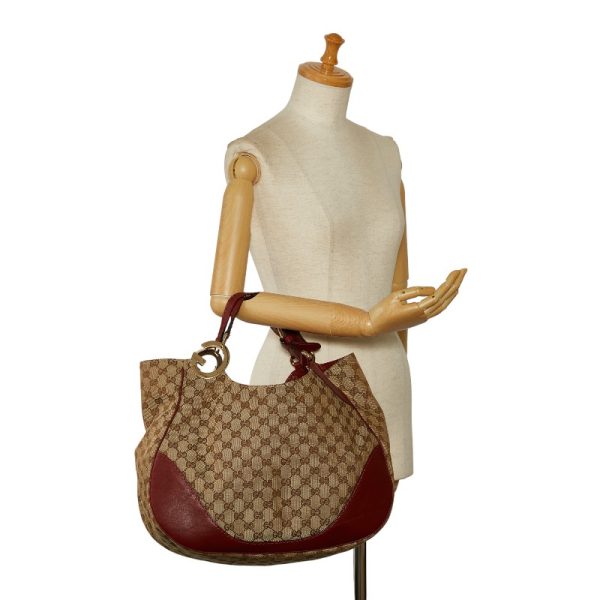 7 Gucci GG Shoulder Handbag Canvas Leather RedBeige