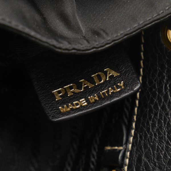 7 Prada Handbag Tote Nylon Leather Black