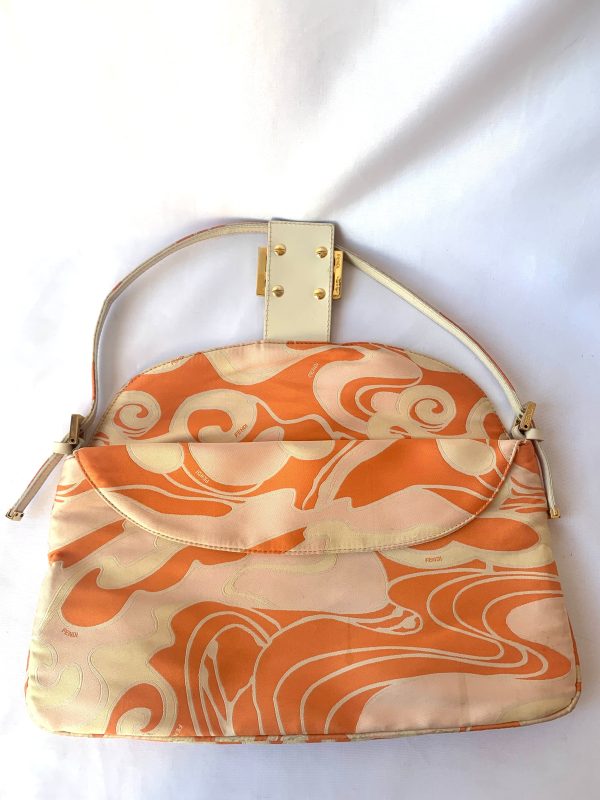 Baguette FENDI Baguette Orange Multicolor Silk with Psychedelic prints