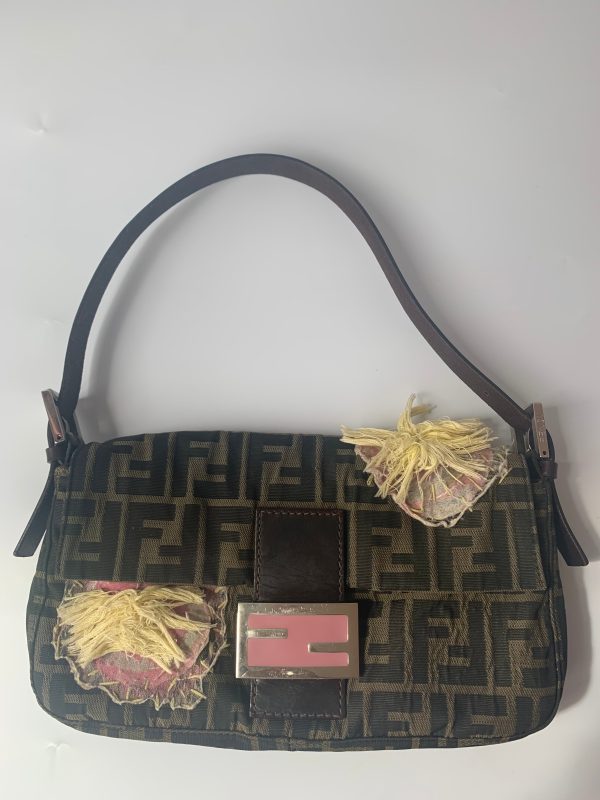 Cloth FENDI Baguette Zucca Print with Flower Embroidery