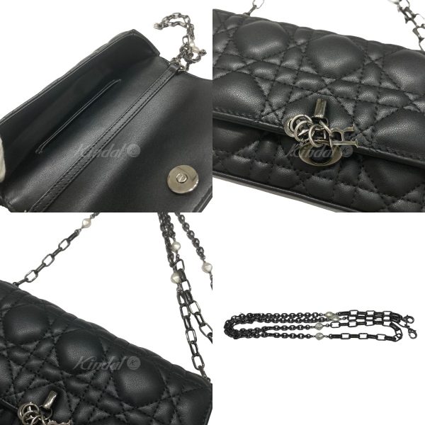 8004000996921 3 Christian Dior Lady Dior Chain Phone Pouch Lambskin Black