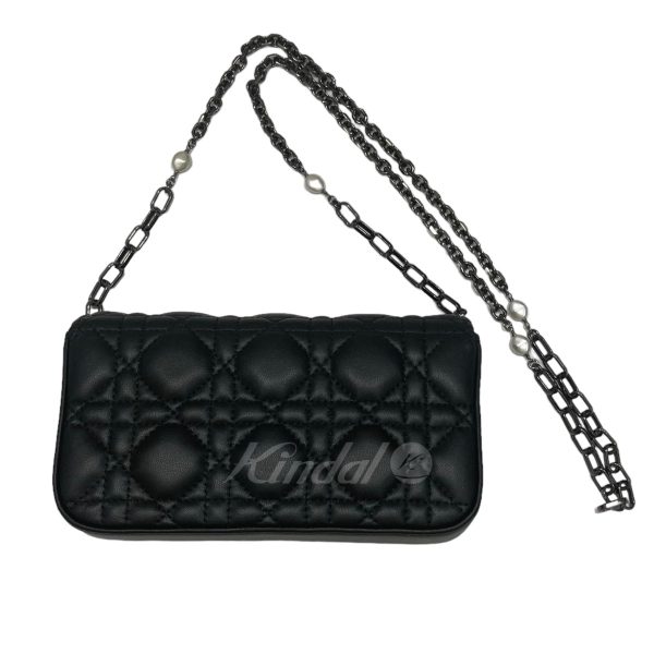 8004000996921 4 Christian Dior Lady Dior Chain Phone Pouch Lambskin Black