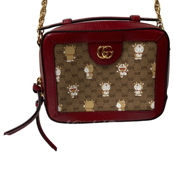 8006001224140 8 Gucci Doraemon GG Supreme Shoulder Bag Beige Red